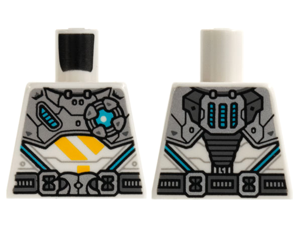 Torso Silver Armor and Belt, Medium Azure Light, Bright Light Orange Diagonal Lines Pattern