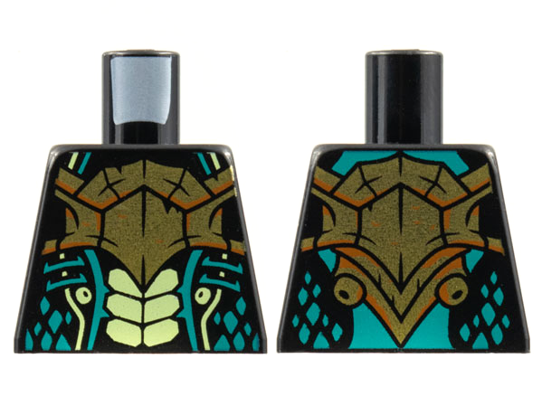 Torso Bold Breastplate, Yellowish Green Scales, Dark Turquoise Gills and Spots Pattern