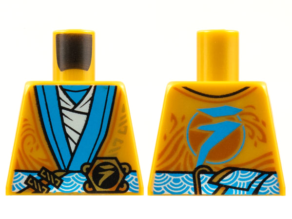 Torso Robe, Dark Azure Hems and Sash, Tan Tunic, Ninjago Logogram Letter N Pattern