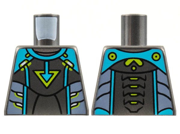 Torso Medium Azure Shoulders and Arrow, Lime Triangle and Trim, Sand Blue Side Panels Pattern