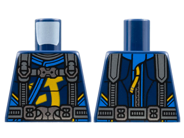 Torso Tunic, Blue Hems, Dark Bluish Gray Straps with Pearl Dark Gray Buckles, Bright Light Orange Symbol Pattern