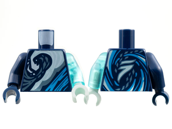 Torso White, Metallic Light Blue, Dark Azure Wave Pattern / Trans-Light Blue Arm Left / Dark Blue Arm Right / Light Aqua Hand Left / Dark Blue Hand Right