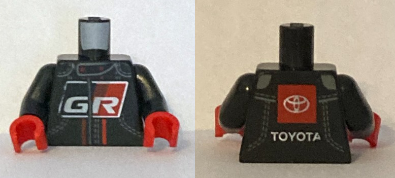 Torso Racing Suit with White 'GR' on Front and Toyota Logo on Back Pattern / Black Arms / Red Hands
