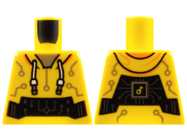 Torso Hoodie, Silver Neck and Circuitry Pattern