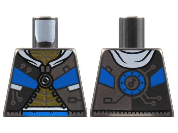 Torso Jacket, Gold Chest, Silver Zipper Circuitry, Left Panel, Blue Trim Pattern