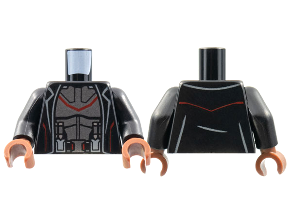 Torso Jacket with Red Stripe, Pearl Dark Gray Armor Pattern / Black Arms / Reddish Brown Hands