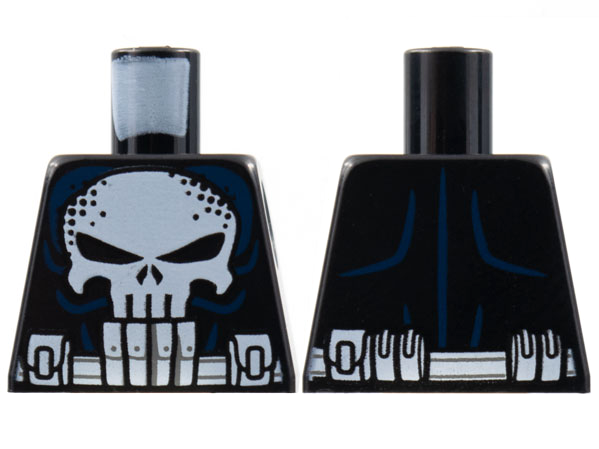 Torso Large White Skull and Utility Belt, Dark Blue Muscle Lines Pattern