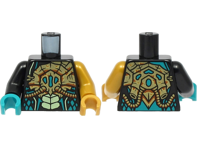 Torso Gold Breathing Apparatus, Yellowish Green Scales Pattern / Pearl Gold Arm Left / Black Arm Right / Pearl Gold Hand Left / Dark Turquoise Hand Right