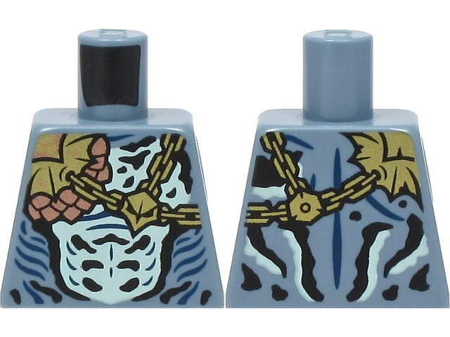 Torso Gold and Copper Chains and Scales over Light Aqua Chest, Black and Dark Blue Markings Pattern