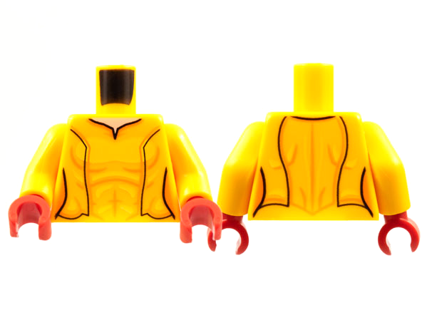 Torso Female, Light Nougat Neck, Black Stripes, Orange Contour Lines Pattern / Bright Light Orange Arms / Red Hands