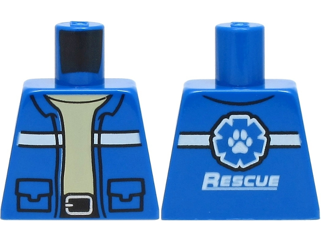 Torso Jacket with Pockets, White Stripes and Silver Belt Buckle and Wildlife Rescue Logo with Paw Print on Back Pattern