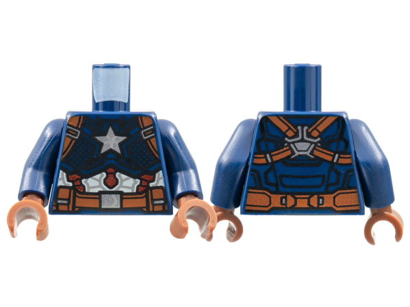 Torso Armor, Reddish Brown Shoulder Straps and Belt, Silver Star and Buckle, White and Dark Red Trim Pattern / Dark Blue Arms / Reddish Brown Hands