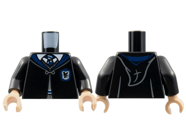 Torso Hogwarts Robe Clasped with Ravenclaw Crest, Sweater, Shirt and Tie Pattern / Black Arms / Light Nougat Hands