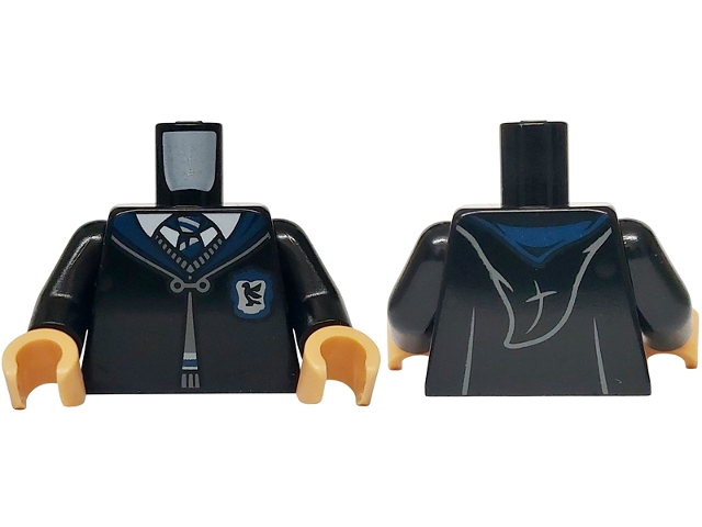 Torso Hogwarts Robe Clasped with Ravenclaw Crest, Sweater, Shirt and Tie Pattern / Black Arms / Medium Tan Hands