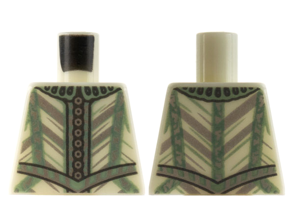 Torso Doublet Silver Buttons, Sand Green Stripes and Trim Pattern