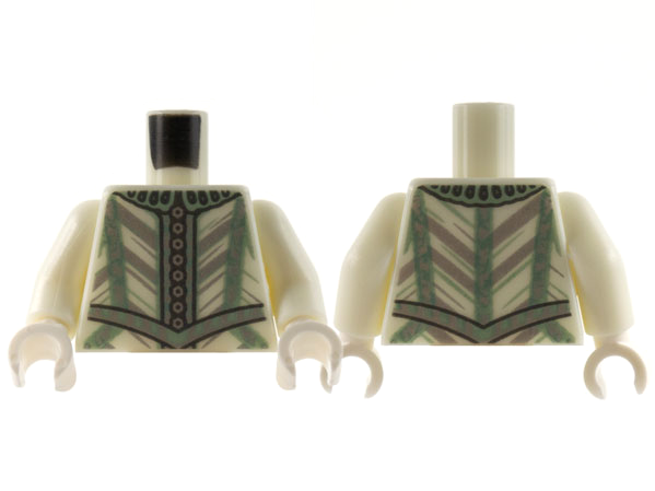 Torso Doublet Silver Buttons, Sand Green Stripes and Trim Pattern / Glow In Dark White Arms / White Hands
