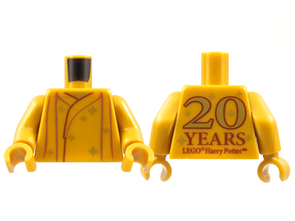 Torso Robe with Copper Gathers, Gold Stars, Reddish Brown '20 YEARS LEGO Harry Potter' on Back Pattern / Pearl Gold Arms / Pearl Gold Hands