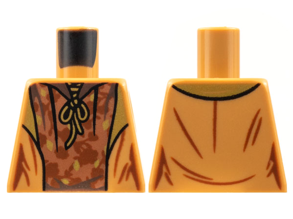 Torso Jacket, Gold Lapels and Knot, Copper Shirt, Reddish Brown Leaves Pattern