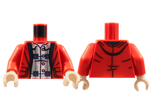 Torso Jacket, Sand Green and Light Bluish Gray Plaid Shirt Pattern / Red Arms / Light Nougat Hands