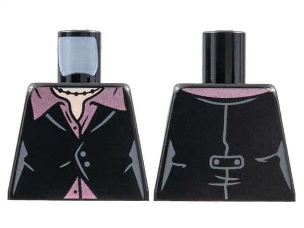 Torso Female Jacket, Light Nougat Neck, Black Necklace, Metallic Pink Shirt Pattern