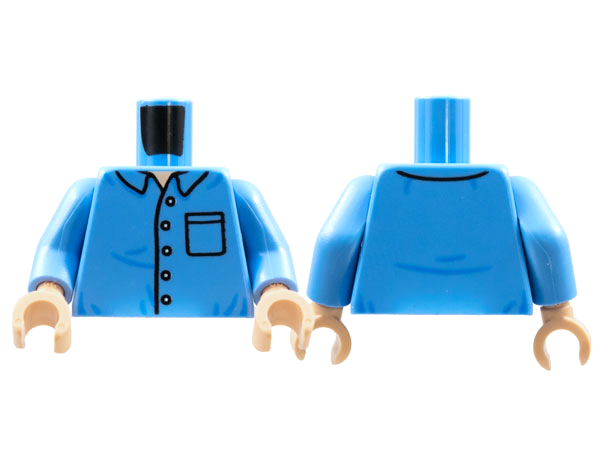 Torso Shirt with Collar, 5 Buttons, Pocket, Medium Nougat Neck Pattern / Medium Blue Arms / Light Nougat Hands