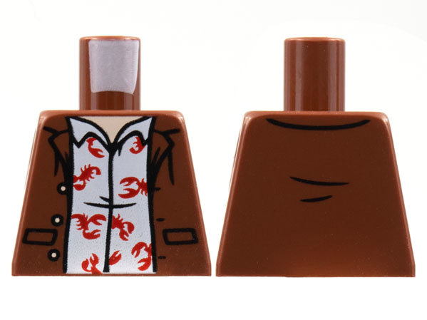 Torso Jacket, Light Nougat Neck, White Shirt with Red Lobsters Pattern