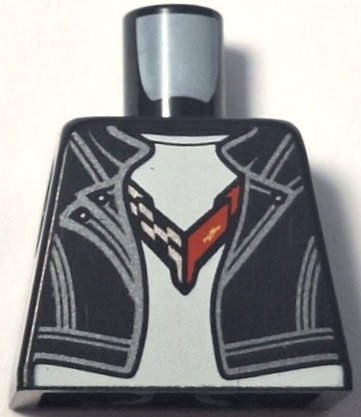 Torso Leather Jacket over White Shirt with Chevrolet Logo Front and Back Pattern