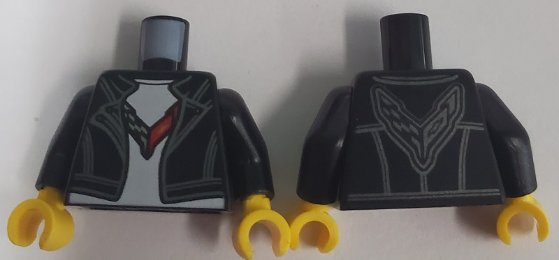 Torso Leather Jacket over White Shirt with Chevrolet Logo Front and Back Pattern / Black Arms / Yellow Hands