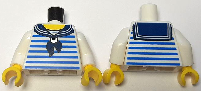 Torso Shirt with Dark Blue Scarf and Blue Stripes Pattern / White Arms / Yellow Hands