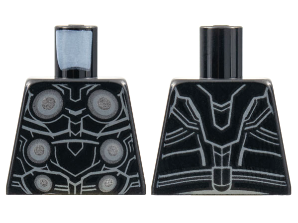 Torso Armor with 6 Dark Silver and Silver Circles, Light Bluish Gray Contour Lines Pattern