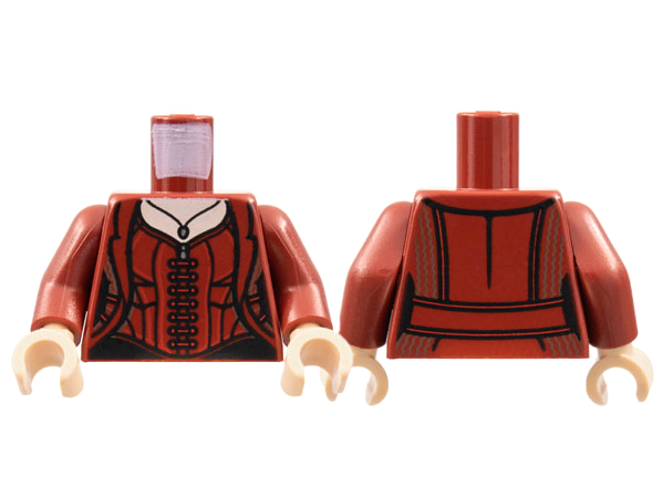 Torso Female Jacket, Light Nougat Neck, Necklace, Bodice with 7 Laces Pattern / Dark Red Arms / Light Nougat Hands