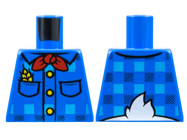 Torso Plaid Shirt, Red Handkerchief, 3 Yellow Buttons and Wheat in Pocket, White Duck Tail on Back Pattern