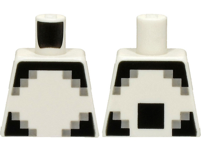 Torso Pixelated Light Bluish Gray and Black Stripes and Corners, Large Square on Back Pattern