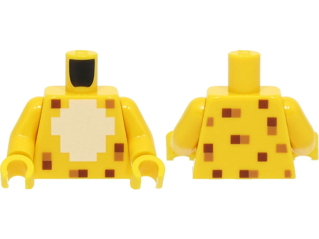 Torso Pixelated White Chest and Nougat and Reddish Brown Squares Pattern / Yellow Arms / Yellow Hands