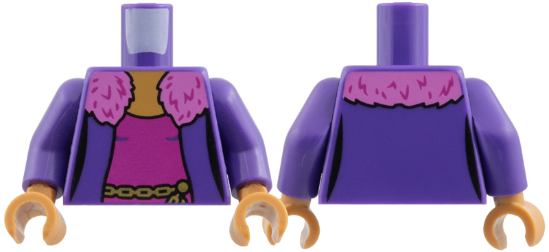 Torso Jacket Dark Pink Fur Collar, Magenta Shirt, Gold Chain Pattern / Dark Purple Arms / Medium Nougat Hands