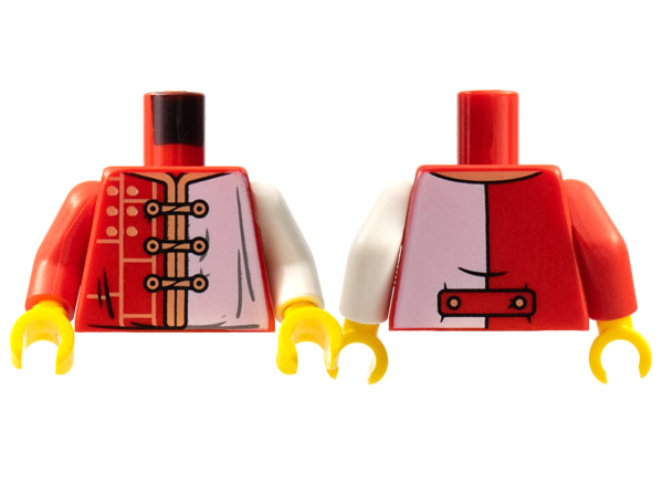 Torso Tang Jacket, White Left Side, Medium Nougat Hems and Lacing Pattern / White Arm Left / Red Arm Right / Yellow Hands