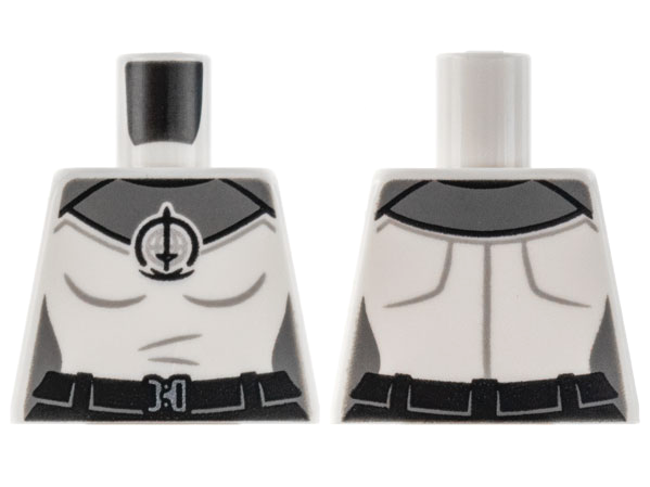 Torso Female, Dark Bluish Gray Shoulders, SWORD Logo Pattern