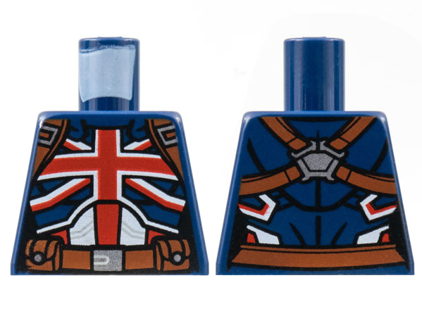 Torso Female Armor, Red British Union Jack Flag, Reddish Brown Belt Pattern