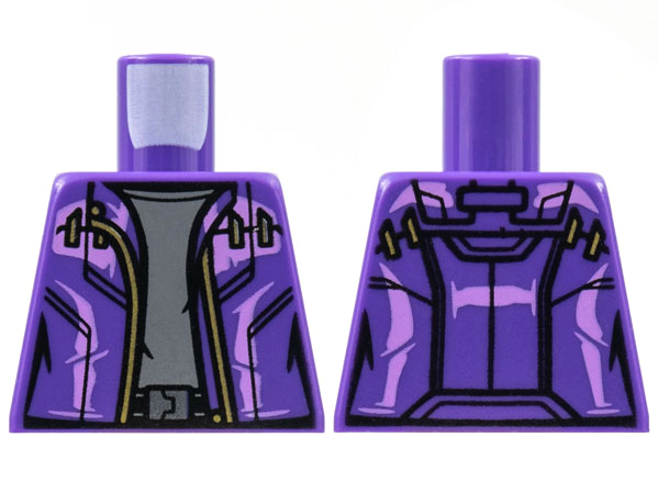 Torso Jacket, Lavender Trim, Gold Zipper, Dark Bluish Gray Shirt Pattern