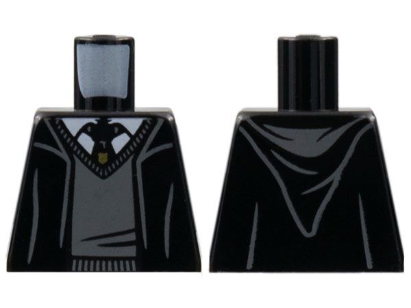 Torso Robe with Hood, Dark Bluish Gray Sweater, White Shirt and Hogwarts Crest Tie Pattern