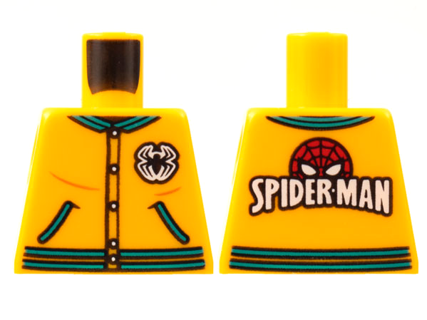 Torso Letter Jacket, Dark Turquoise Trim, Spider Logo, 'SPIDER-MAN' on Back Pattern