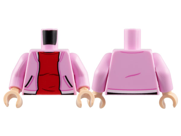 Torso Jacket Open with Pockets and White Waistband over Red Shirt Pattern / Bright Pink Arms / Light Nougat Hands