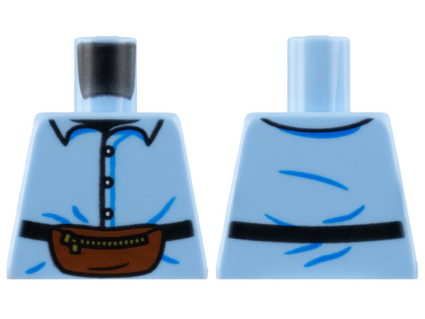 Torso Shirt with Buttons, Reddish Brown Kidney Bag with Black Strap and Gold Zipper Pattern