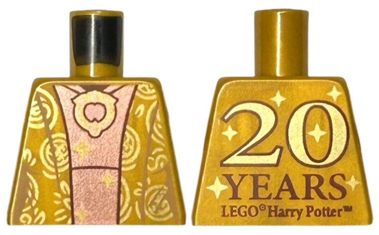 Torso Robe with Circles, Copper Dress and Medallion, '20 YEARS LEGO Harry Potter' on Back Pattern