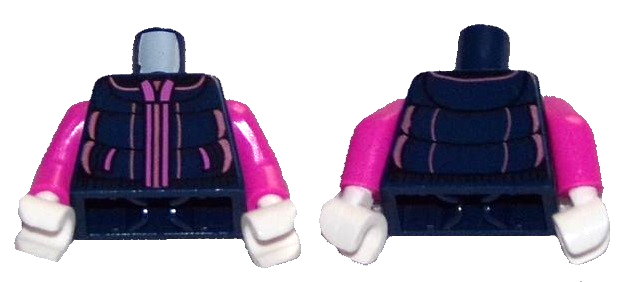 Torso Winter Jacket with Metallic Pink Zipper Pattern (BAM) / Dark Pink Arms / White Hands