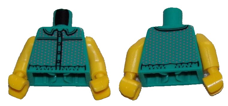 Torso Shirt with Dark Pink Dots, Black Collar and Buttons Pattern (BAM) / Yellow Arms / Yellow Hands