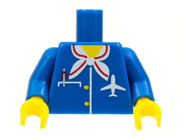 Torso Airplane Crew Female, Pocket, Pen, Scarf and Logo Pattern (Reissue with Inside Ribs) / Blue Arms / Yellow Hands
