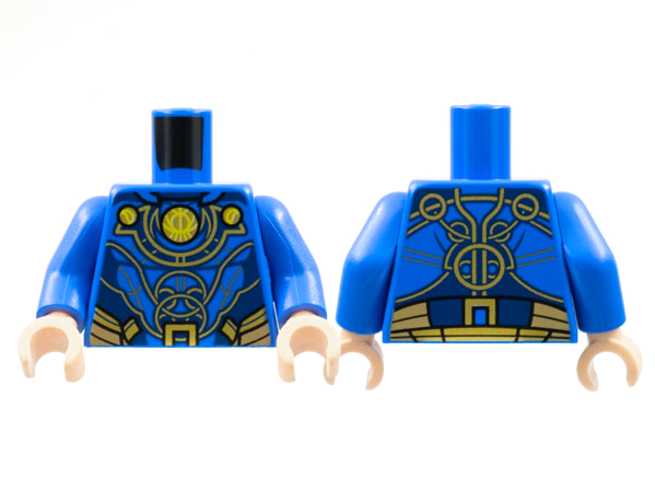 Torso Armor, 3 Gold Circles and Trim Pattern / Blue Arms / Light Nougat Hands