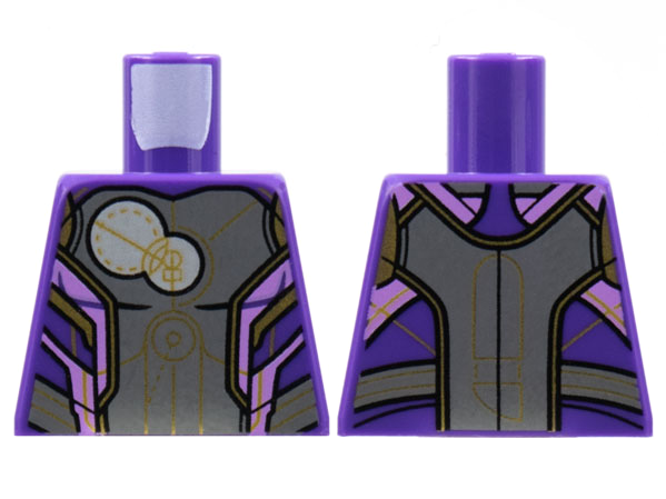Torso Armor Dark Bluish Gray Center Panel, 2 White Circles, Gold and Lavender Trim Pattern