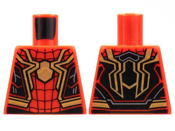 Torso Spider-Man Costume, Black Webbing and Side Panels, Large Gold Spider Pattern